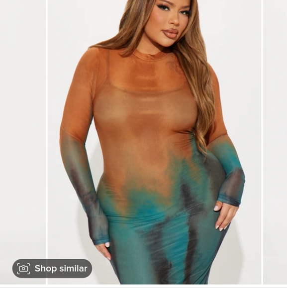 Gemma Tie Dye Mesh Maxi Dress - Orange/combo - Picture 2 of 6